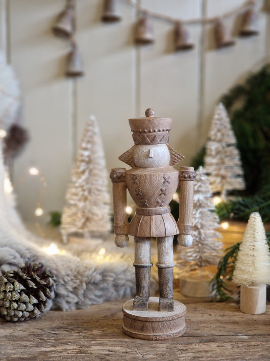 Netural Wood Effect soldier Christmas Decoration