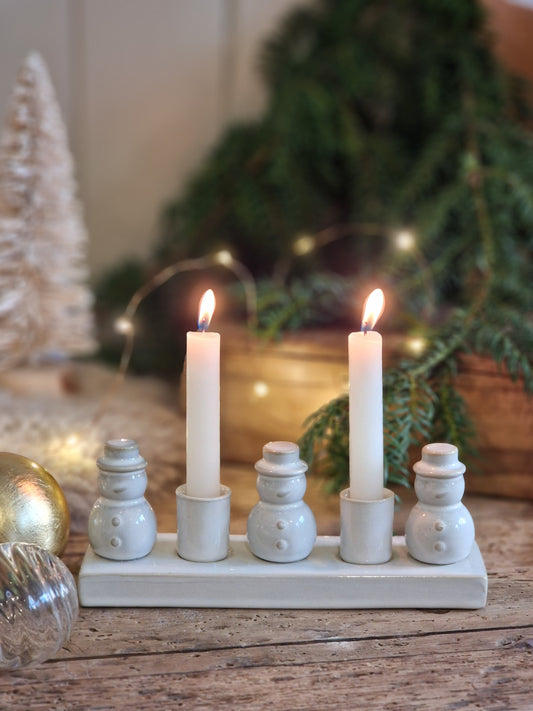 Ceramic Snowman Candle Holder