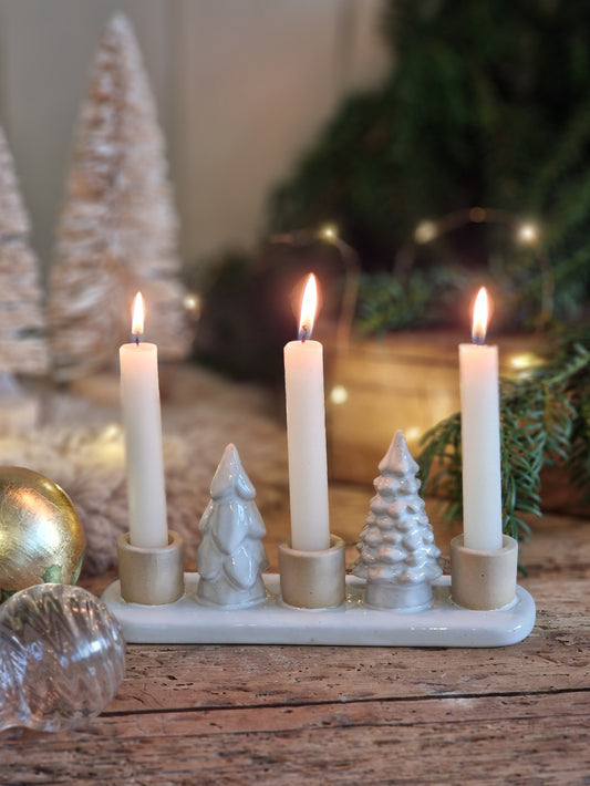 Ceramic Glazed Trees Candle Holder