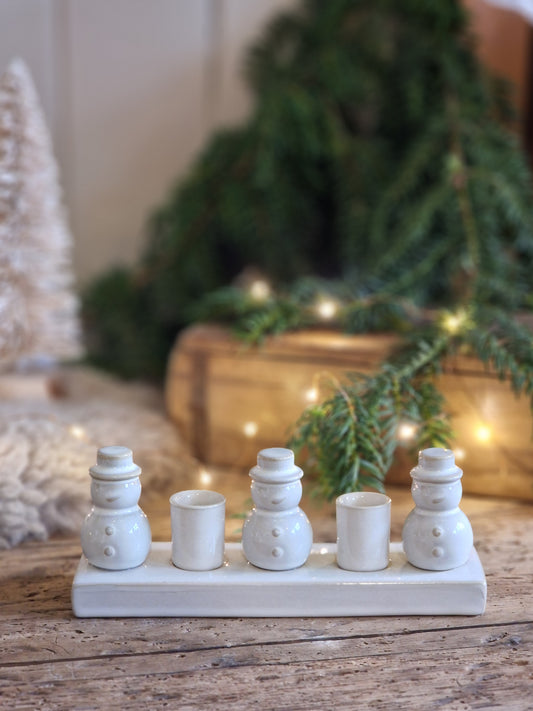 Ceramic Snowman Candle Holder