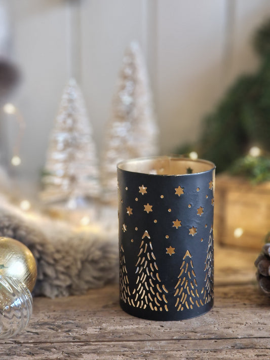 Stars and Trees Winter Candle Holder
