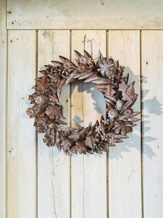 Rustic Floral & Ivy Metal Wreath