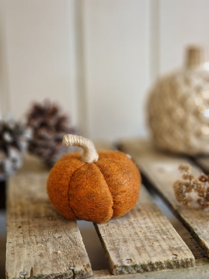 Rust Coloured Felt Pumpkins - 2 sizes