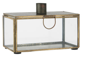 Glass and Metal Brass Candle Box