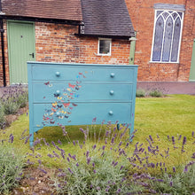 Load image into Gallery viewer, Painted Oak Chest of Drawers - Butterfly details
