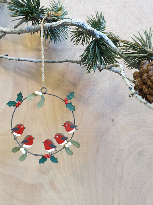 Robin Hoop Hanging Christmas Ornament