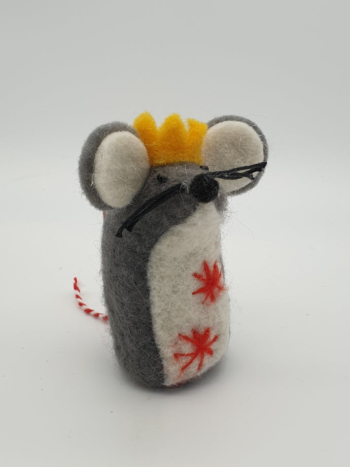 Mouse with Crown Hanging Christmas Ornament