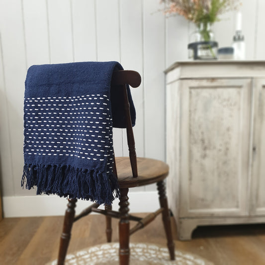 Navy Blue Cotton Throw