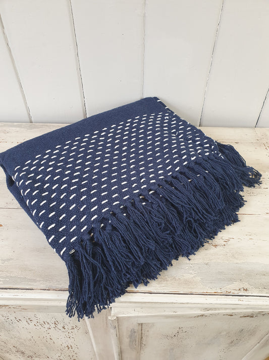 Navy Blue Cotton Throw