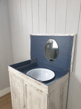 Load image into Gallery viewer, Hand Painted Distressed Oak Wash Stand/Cupboard
