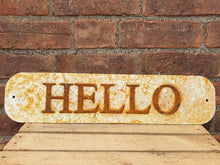 Load image into Gallery viewer, Vintage Style Metal Hello Sign
