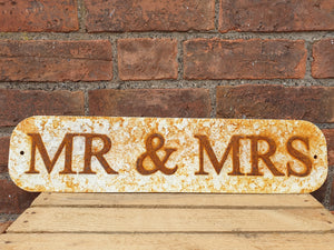 Vintage Style Metal Mr & Mrs Sign