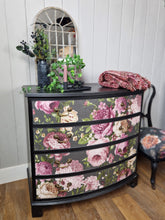 Load image into Gallery viewer, Hand Painted Mahogany Bow Fronted Chest of Drawers
