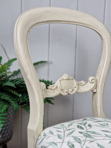 Antique Painted & Re-Upholstered Balloon Back Chair