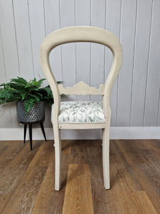 Antique Painted & Re-Upholstered Balloon Back Chair