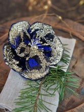 Load image into Gallery viewer, Blue Leopard Sequin Magnolia flower - with clip
