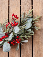 Load image into Gallery viewer, Frosted mixed Leaves &amp; Red Berry Stem
