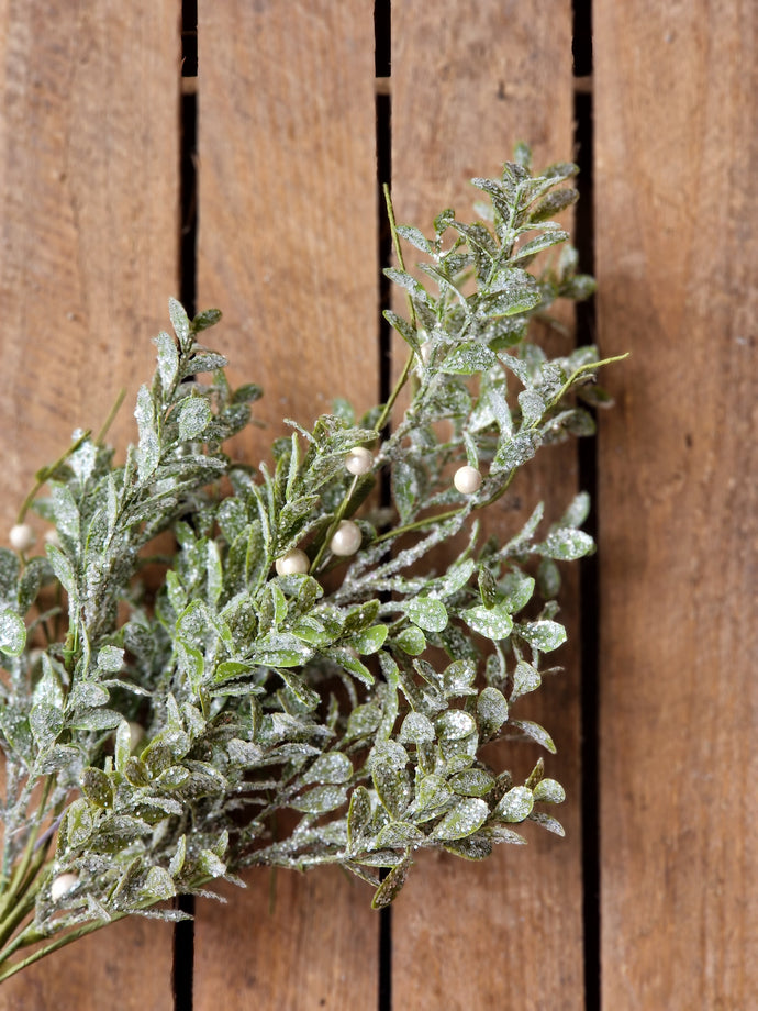 Sparkle Silver & Green Stem with White Berries