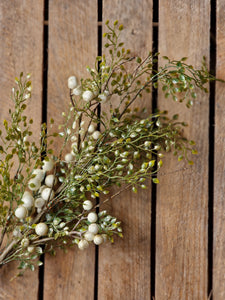 White Berry & Mini Green Leaf Stem