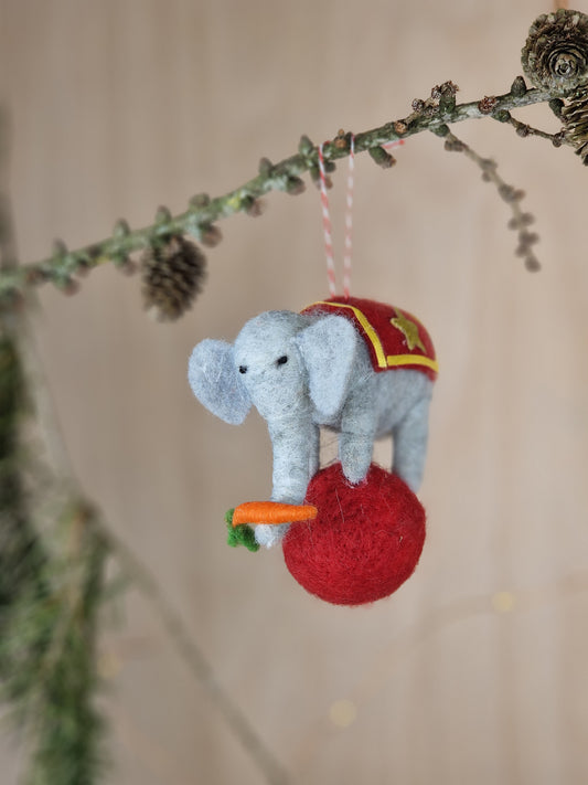 Elephant on Ball Christmas Ornament