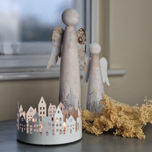 Rustic Wooden Angel Christmas Ornament - 2 Sizes