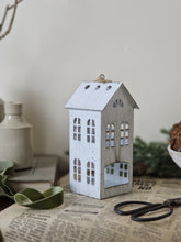 Load image into Gallery viewer, White Tin Town House Tealight Holder - Various Sizes

