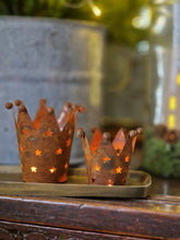Load image into Gallery viewer, Rusty Crown Votive Holder - 2 Sizes
