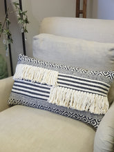 Load image into Gallery viewer, Block Printed stripe &amp; Diamond Patterned Cushion
