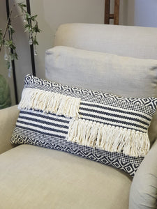 Block Printed stripe & Diamond Patterned Cushion
